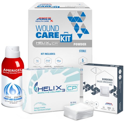 AMERX Collagen Powder 5-Day Wound Care Kit with 2x2 Bordered Gauze