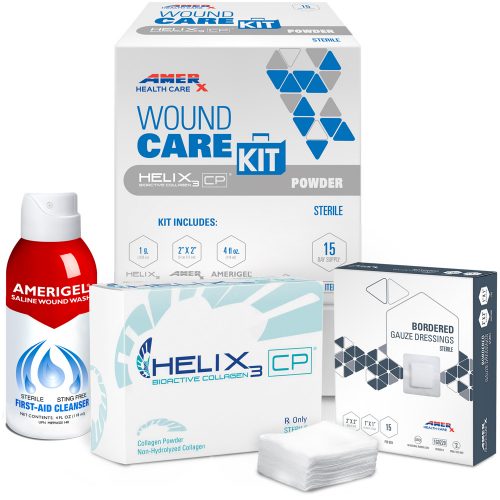 AMERX Collagen Powder 15-Day Wound Care Kit with 2x2 Bordered Gauze