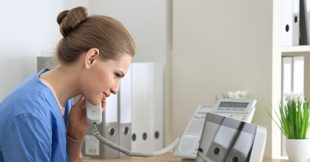 Receptionist answering phone