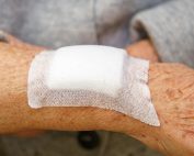 Elderly patient with wound and dressing