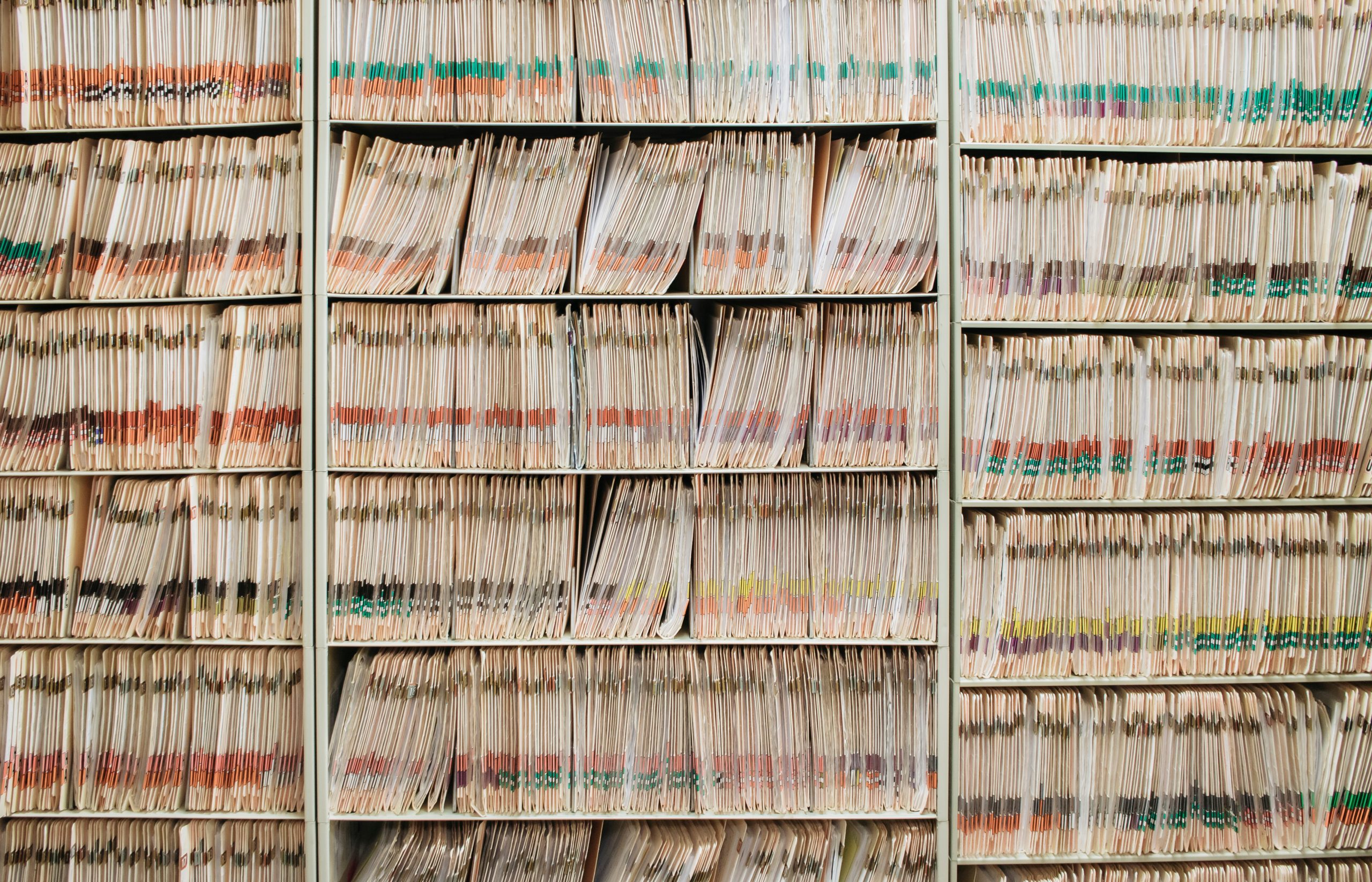 Medical records in filing in a doctor's office